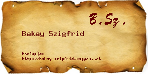 Bakay Szigfrid névjegykártya